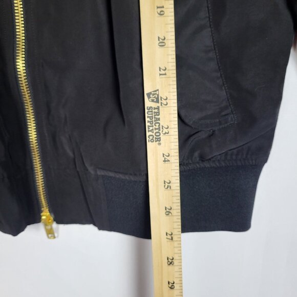 Barstool Bomber Jacket Men's Medium Black Lined Full Gold Zipper Motorcycle - Picture 6 of 10